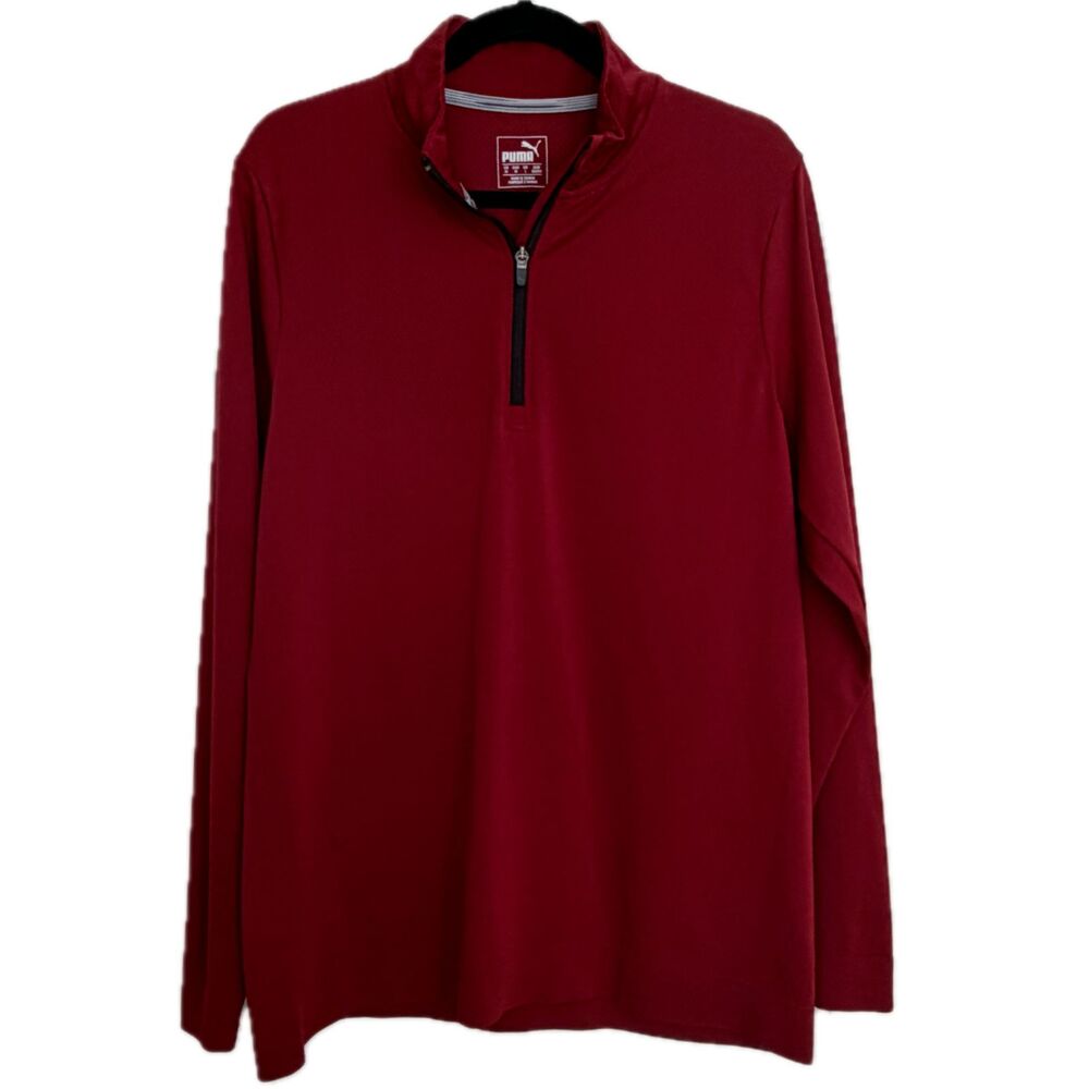 Puma Golf Men's Red Medium 1/4 Quarter Zip Pullover Jacket Sweater Activewear